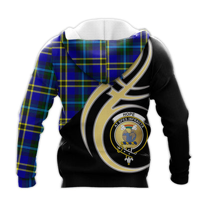 Printivon Hope Modern Clan Believe In Me Crest Tartan Knitted Hoodie Custom Your Text