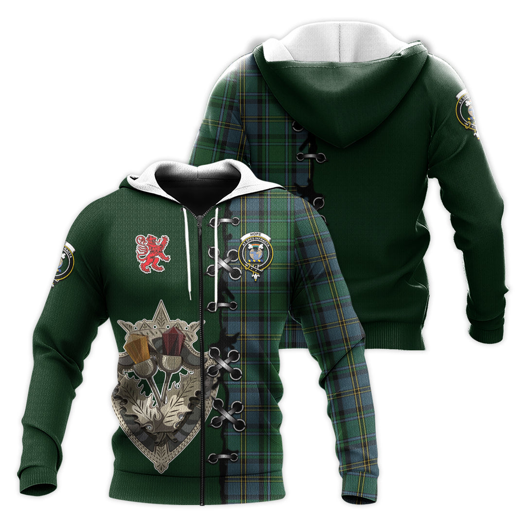 Printivon Hope Vere Tartan Hoodie Lion Rampant And Celtic Thistle Style