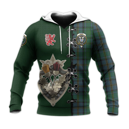 Printivon Hope Vere Tartan Hoodie Lion Rampant And Celtic Thistle Style