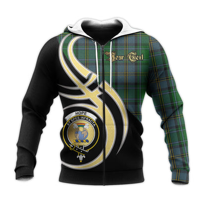 Printivon Hope Vere Clan Believe In Me Crest Tartan Knitted Hoodie Custom Your Text