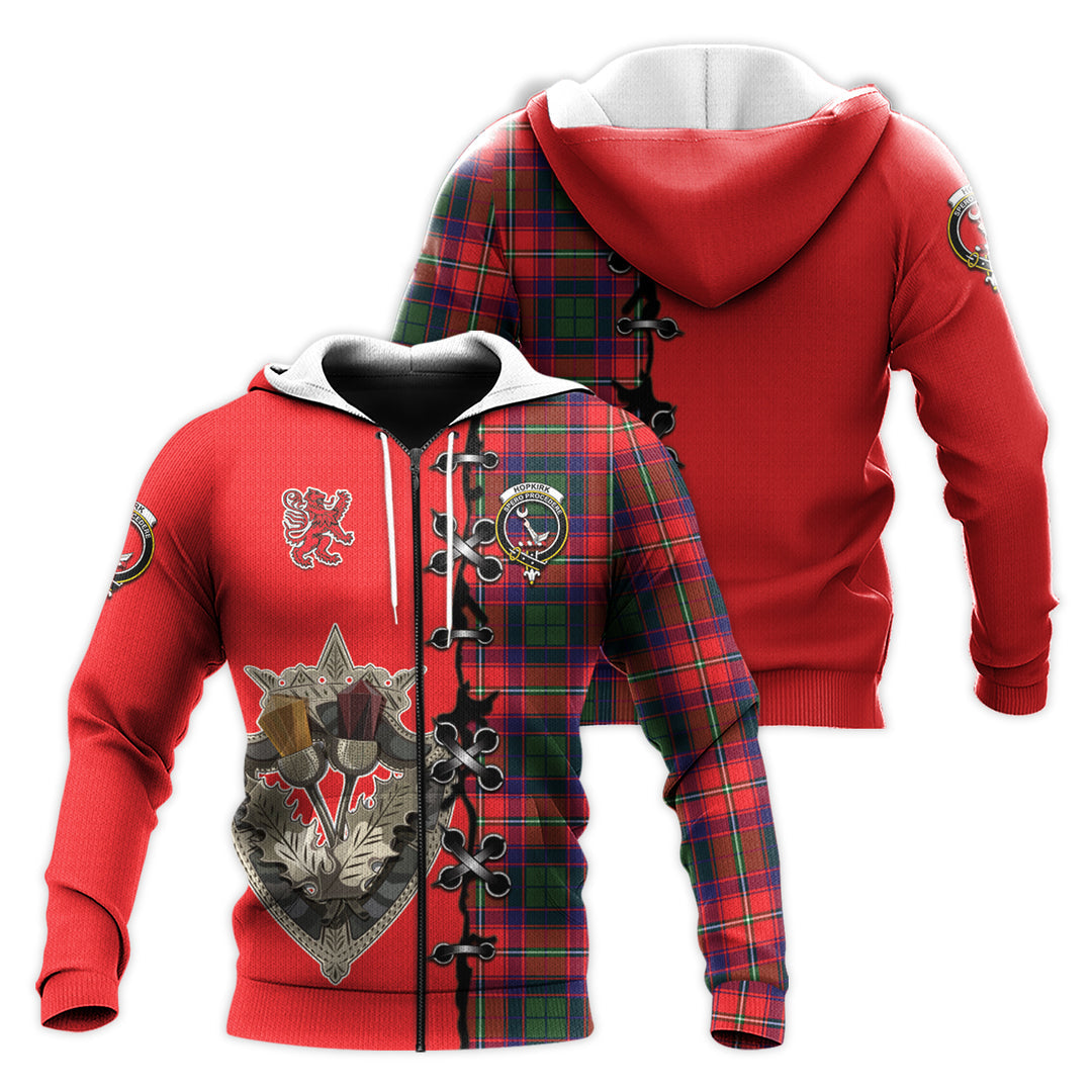 Printivon Hopkirk Tartan Hoodie Lion Rampant And Celtic Thistle Style