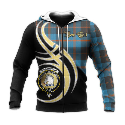 Printivon Horsburgh Clan Believe In Me Crest Tartan Knitted Hoodie Custom Your Text