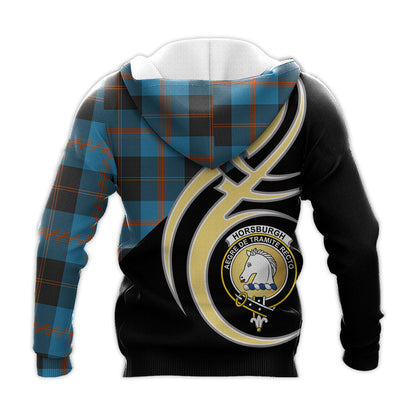 Printivon Horsburgh Clan Believe In Me Crest Tartan Knitted Hoodie Custom Your Text
