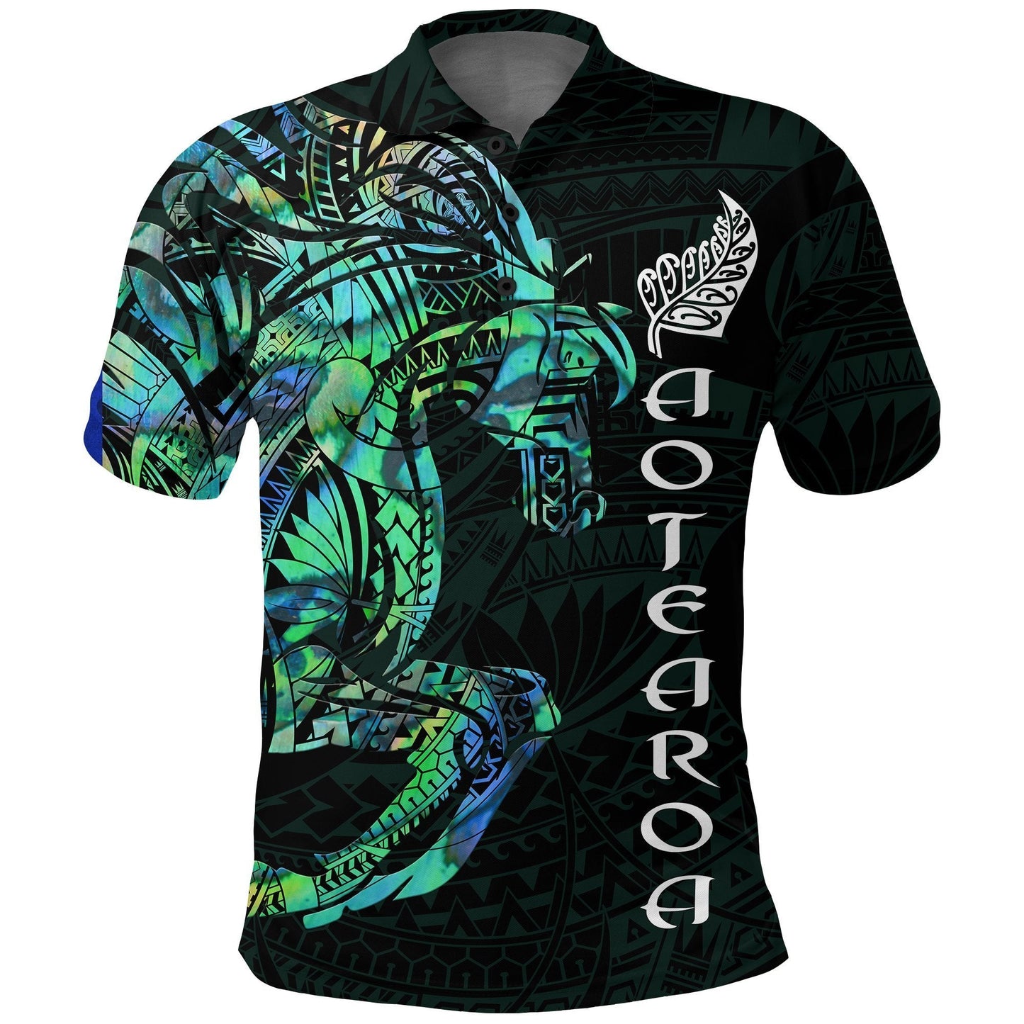 New Zealand Polo Shirt, Maori Horse Paua Shell Golf Shirt