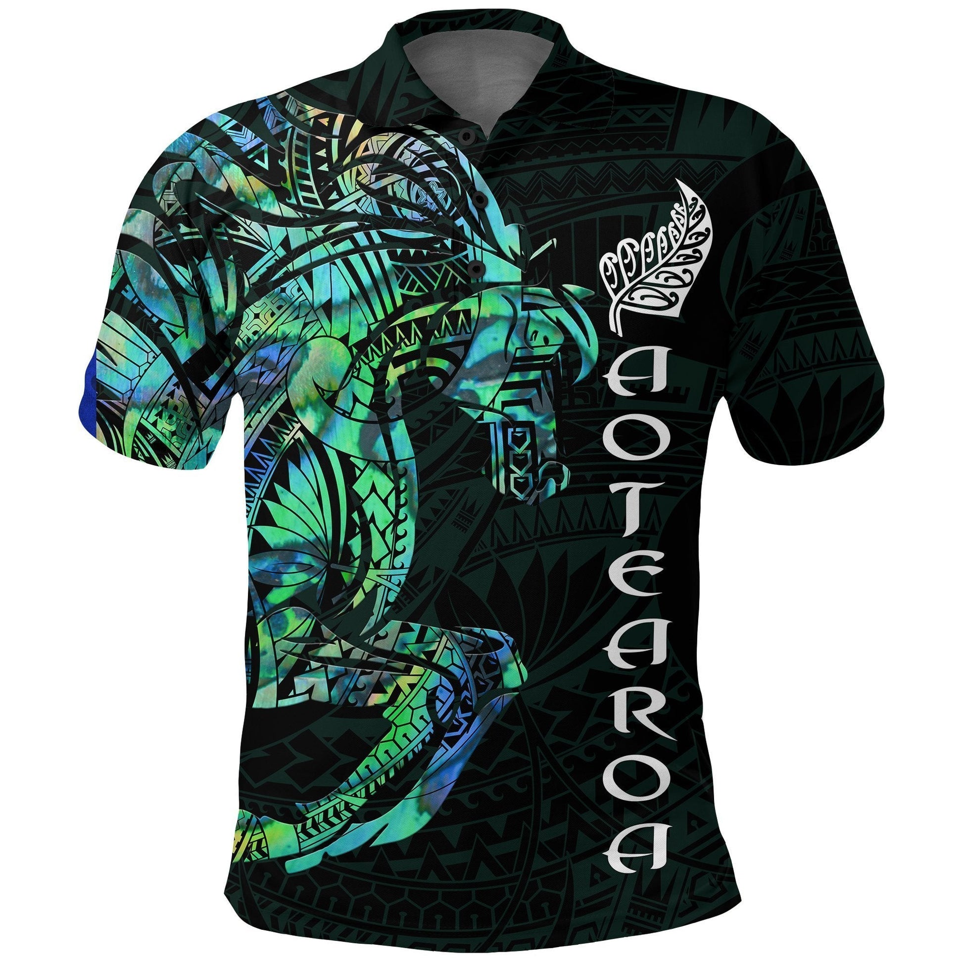 New Zealand Polo Shirt, Maori Horse Paua Shell Golf Shirt
