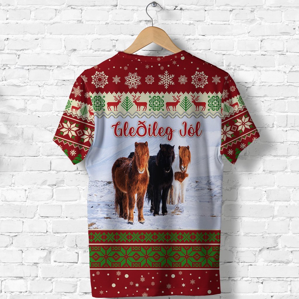 Icelandic Horse Christmas T Shirt Red