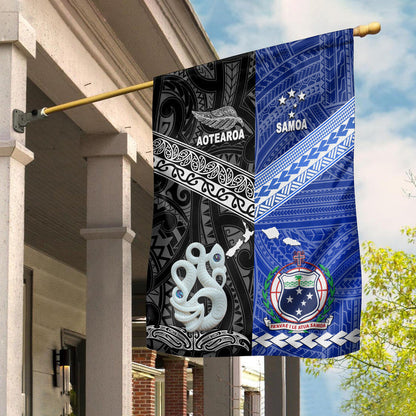 New Zealand And Samoa Flag Together Black