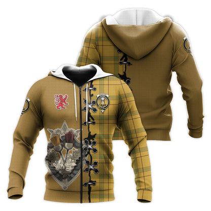 Printivon Houston Tartan Hoodie Lion Rampant And Celtic Thistle Style