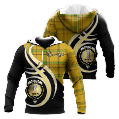 Printivon Houston Clan Believe In Me Crest Tartan Knitted Hoodie Custom Your Text