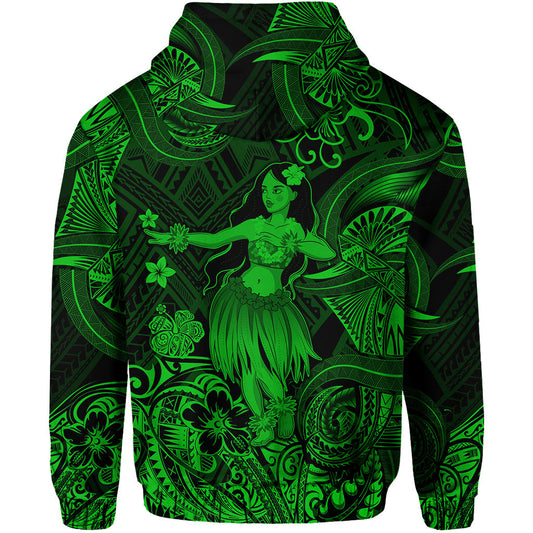 Hawaii Hula Girl Polynesian Hoodie Unique Style Green