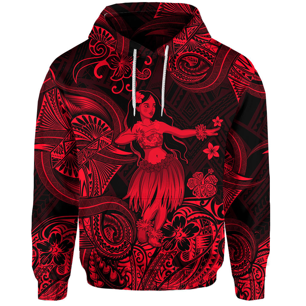 Hawaii Hula Girl Polynesian Hoodie Unique Style Red