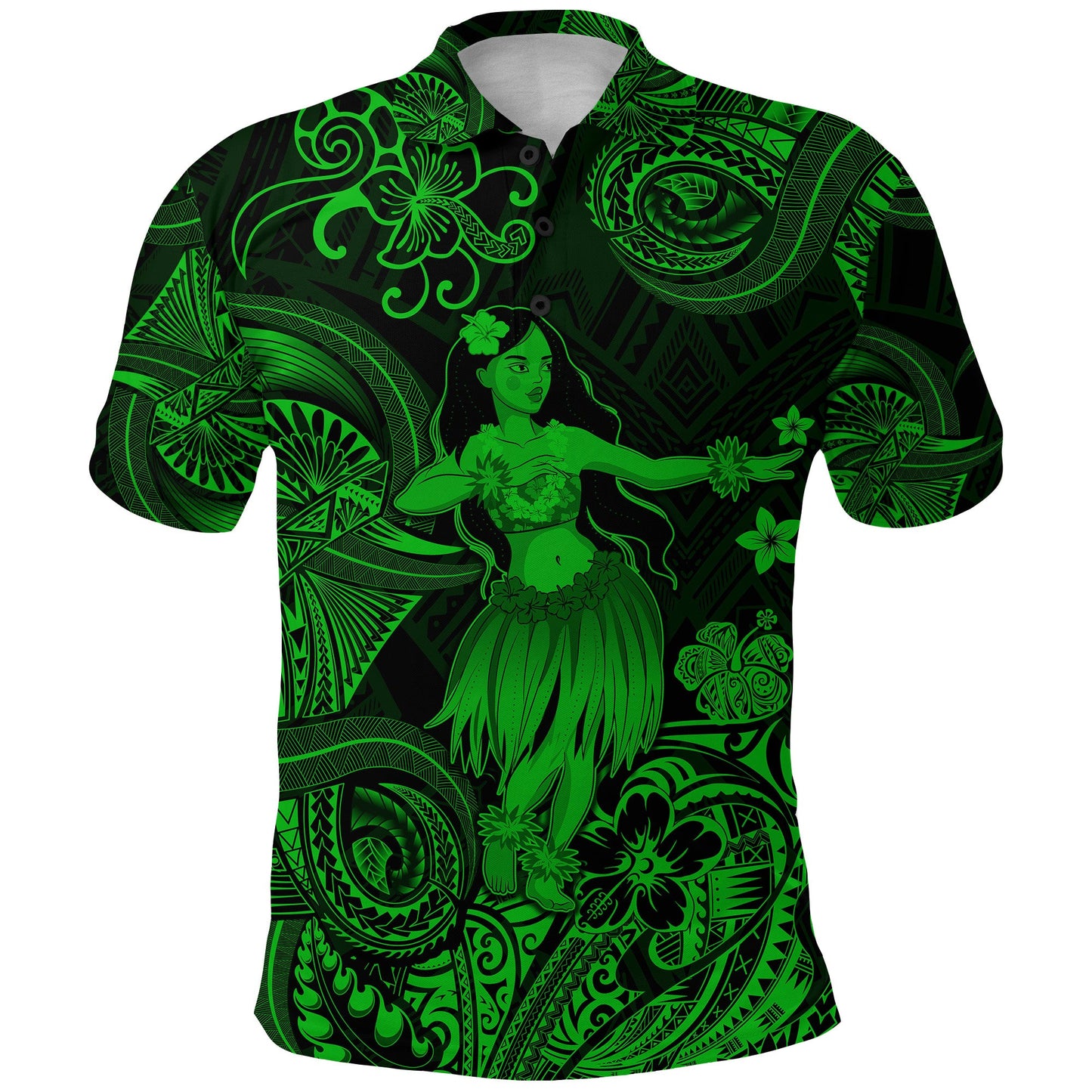 Hawaii Hula Girl Polynesian Polo Shirt Unique Style - Green
