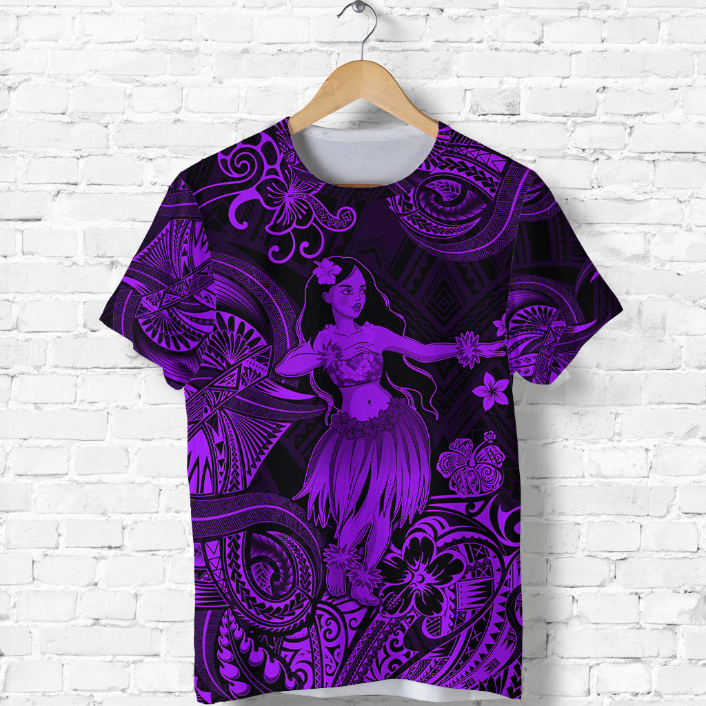 Hawaii Hula Girl Polynesian T Shirt Unique Style Purple