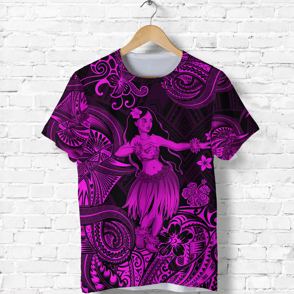 Hawaii Hula Girl Polynesian T Shirt Unique Style - Pink