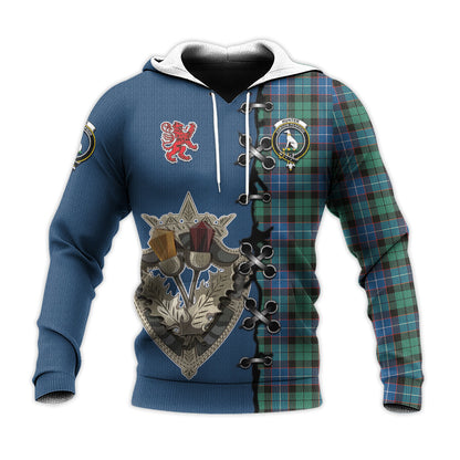 Printivon Hunter Ancient Tartan Hoodie Lion Rampant And Celtic Thistle Style