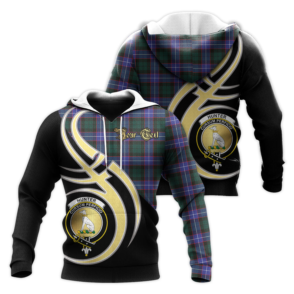 Printivon Hunter Modern Clan Believe In Me Crest Tartan Knitted Hoodie Custom Your Text