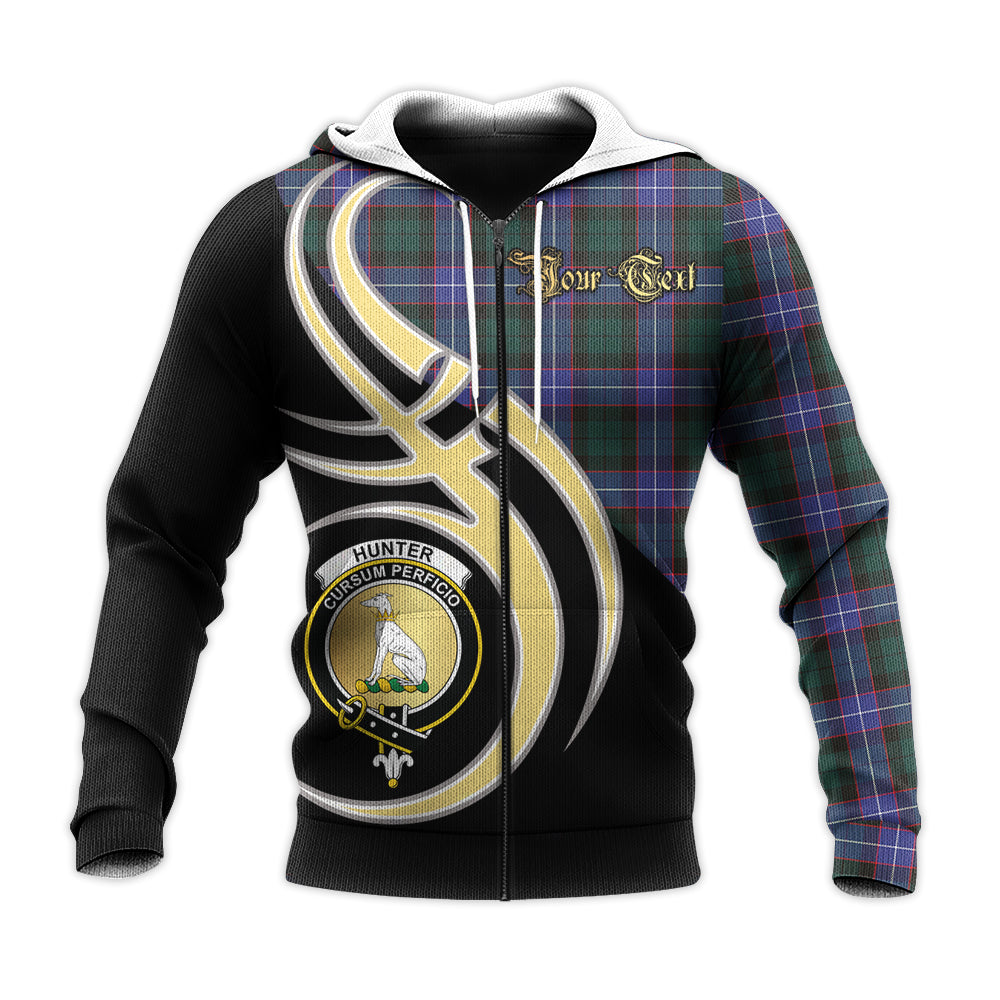 Printivon Hunter Modern Clan Believe In Me Crest Tartan Knitted Hoodie Custom Your Text