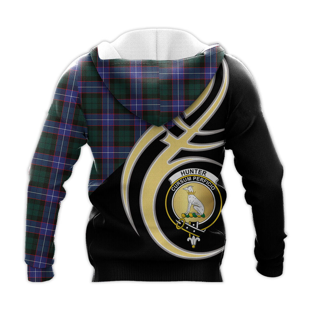 Printivon Hunter Modern Clan Believe In Me Crest Tartan Knitted Hoodie Custom Your Text