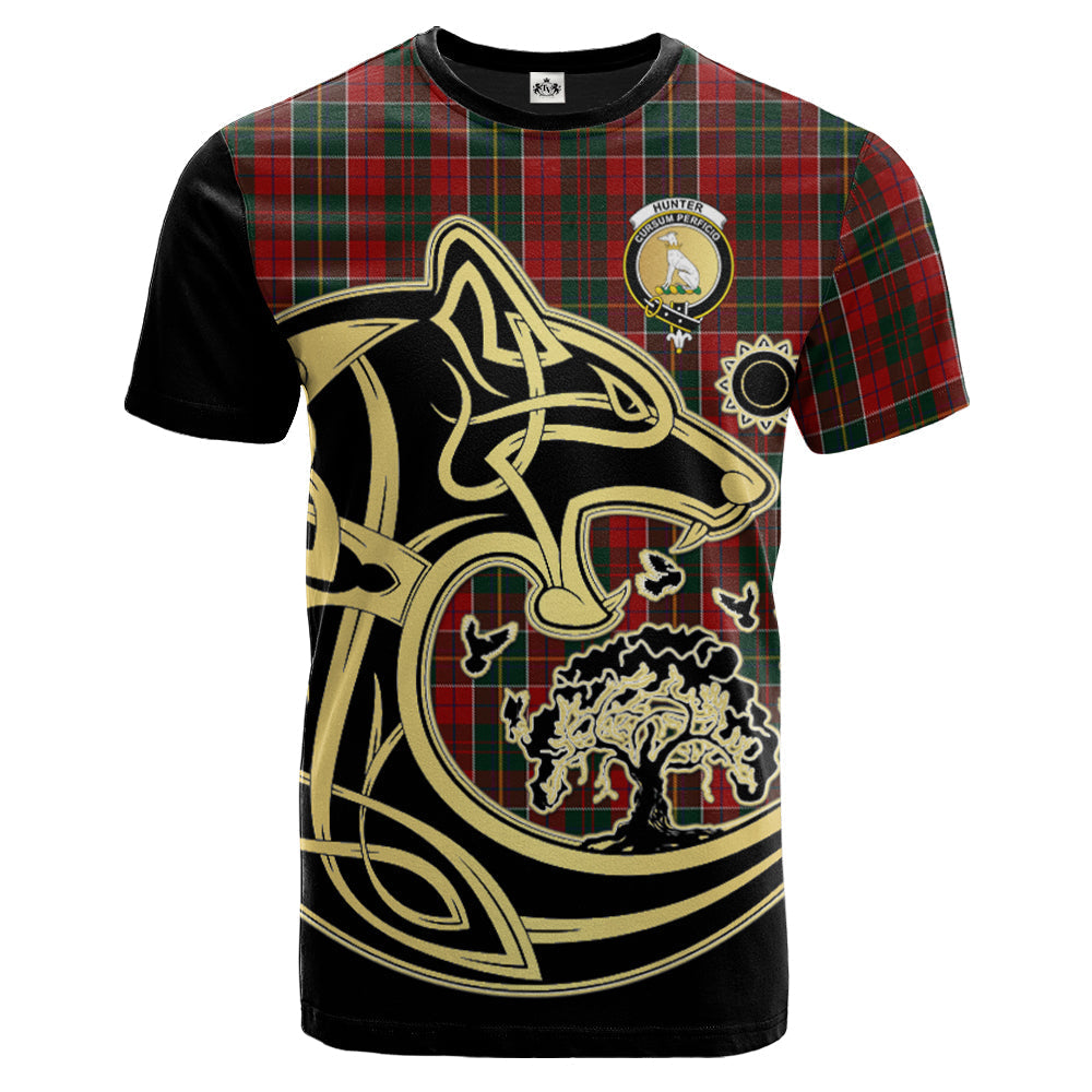 Printivon Hunter USA Crest Celtic Wolf Tartan T Shirt Custom Your Text