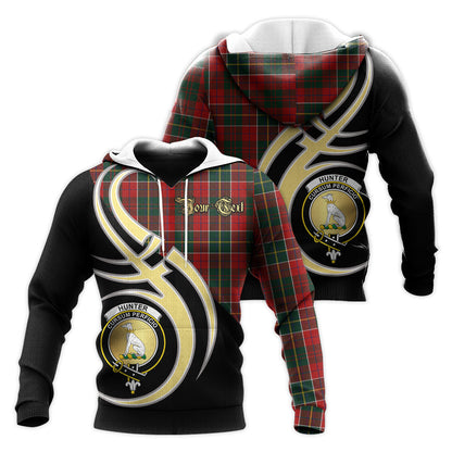Printivon Hunter Usa Clan Believe In Me Crest Tartan Knitted Hoodie Custom Your Text