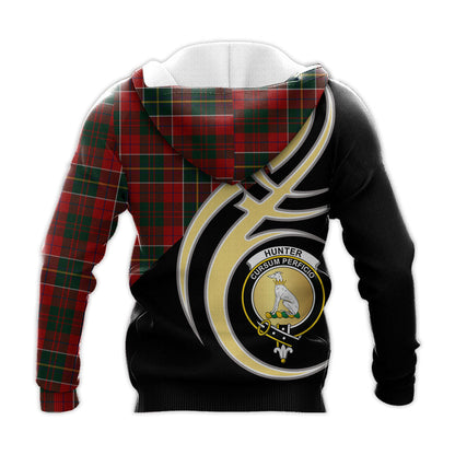 Printivon Hunter Usa Clan Believe In Me Crest Tartan Knitted Hoodie Custom Your Text