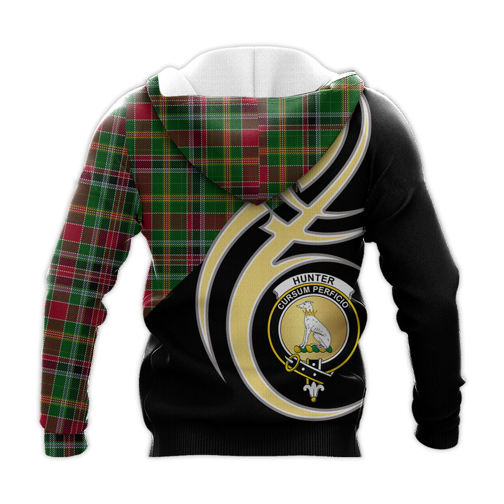 Printivon Hunter Wilsons Clan Believe In Me Crest Tartan Knitted Hoodie Custom Your Text