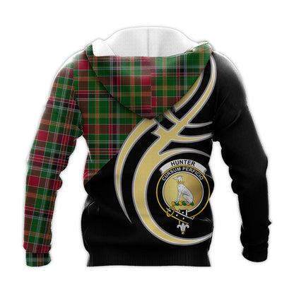 Printivon Hunter Wilsons Clan Believe In Me Crest Tartan Knitted Hoodie Custom Your Text