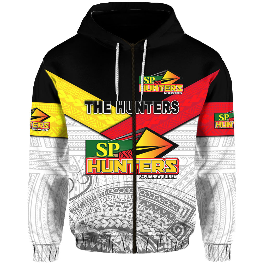 ( Personalised) Papua New Guinea SP Hunters Zip Hoodie Rugby Original Style White, Text And Number
