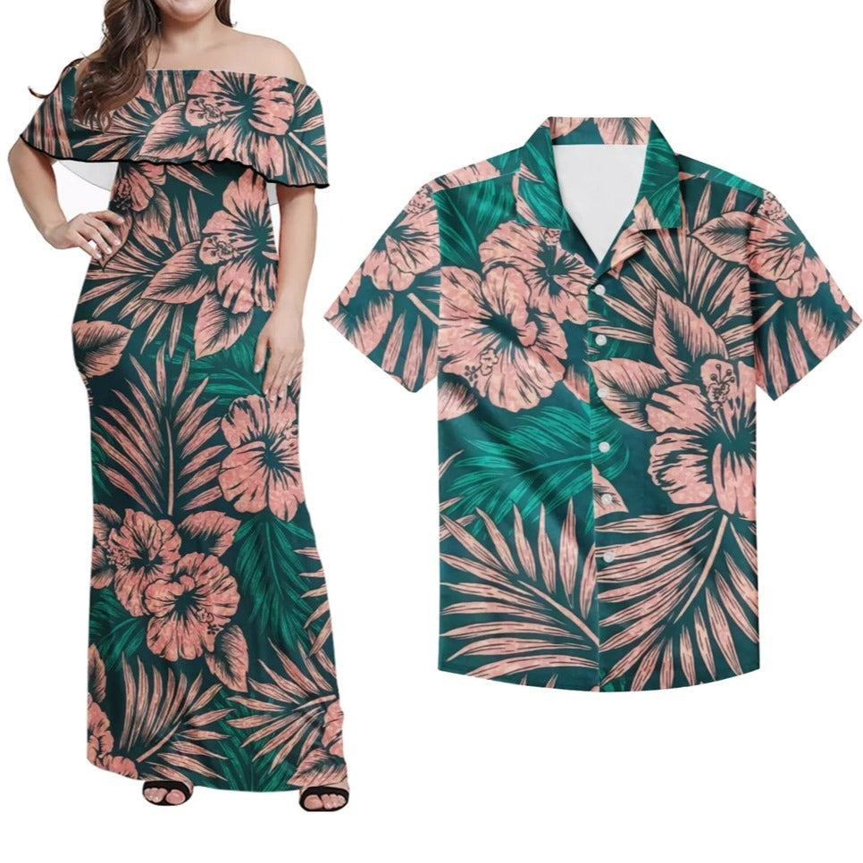 Matching Hawaiian Outfits Polynesian Hawaiian Set Summer Spring Combo Dress And Shirt