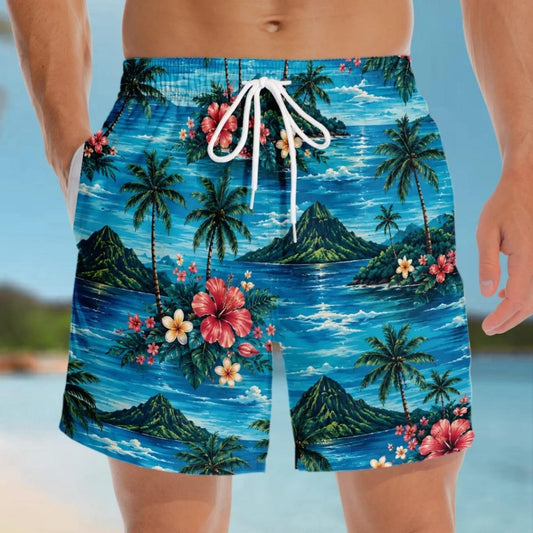 Polynesian Flowers Short For Men Funny Tropical Board Short