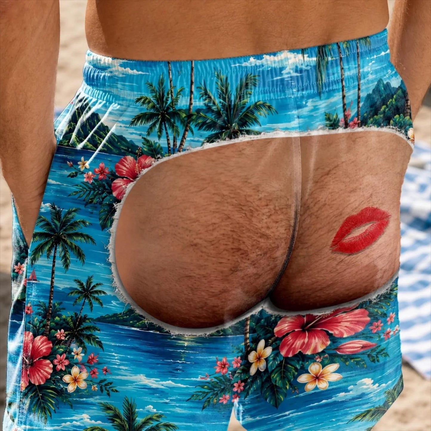 Polynesian Flowers Short For Men Funny Tropical Board Short