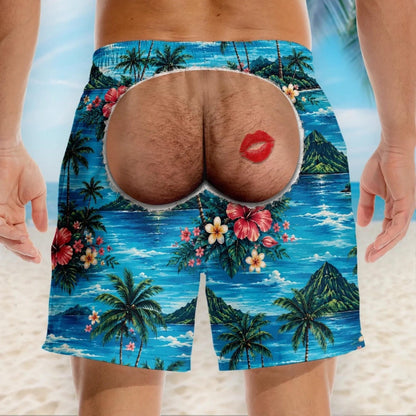 Polynesian Flowers Short For Men Funny Tropical Board Short
