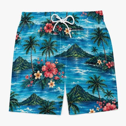 Polynesian Flowers Short For Men Funny Tropical Board Short