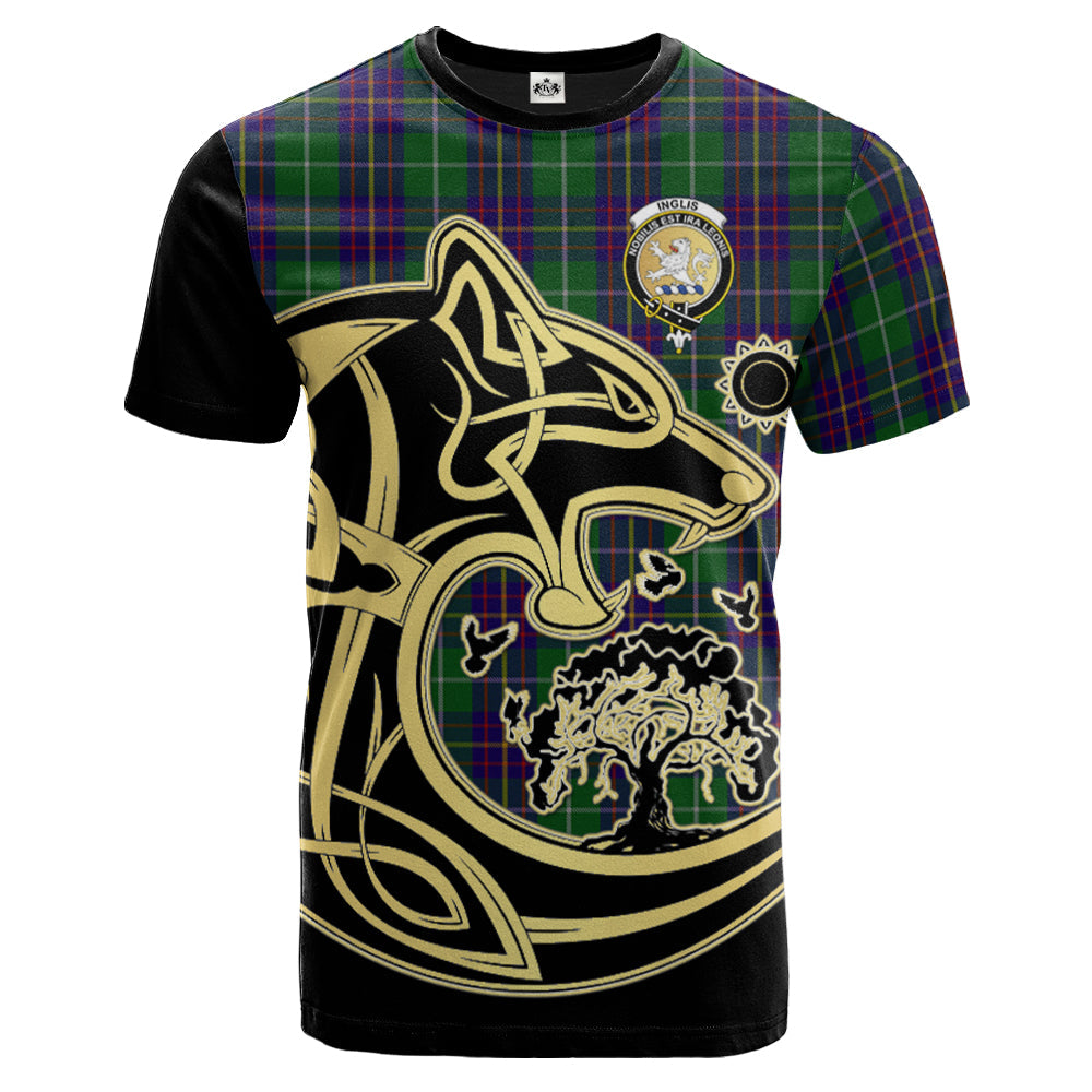 Printivon Inglis Crest Celtic Wolf Tartan T Shirt Custom Your Text