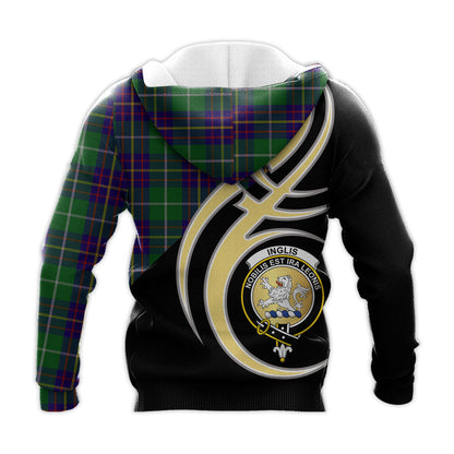 Printivon Inglis Clan Believe In Me Crest Tartan Knitted Hoodie Custom Your Text