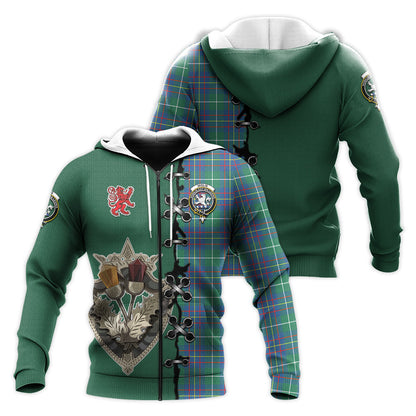 Printivon Inglis Ancient Tartan Hoodie Lion Rampant And Celtic Thistle Style