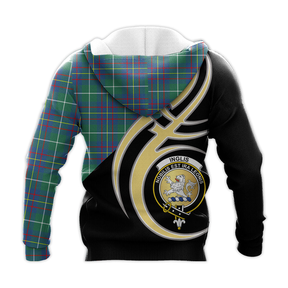 Printivon Inglis Ancient Clan Believe In Me Crest Tartan Knitted Hoodie Custom Your Text