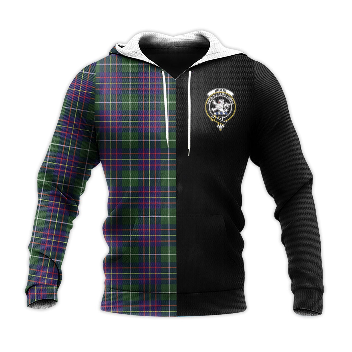 Printivon Inglis Modern Tartan Personalize Half Hoodie