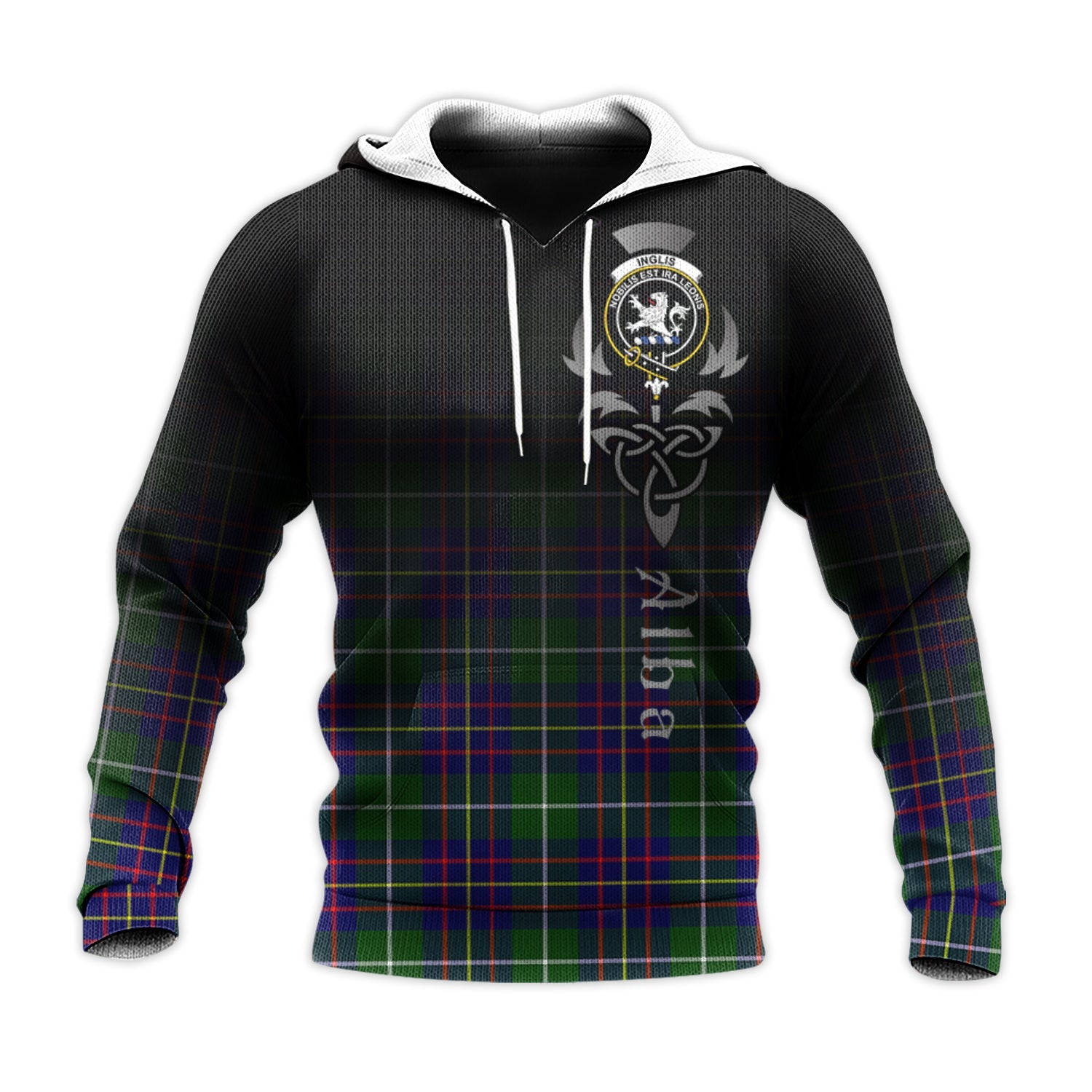 Printivon Inglis Modern Tartan Crest Alba Celtic Hoodie