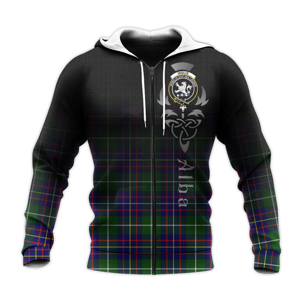 Printivon Inglis Modern Tartan Crest Alba Celtic Hoodie