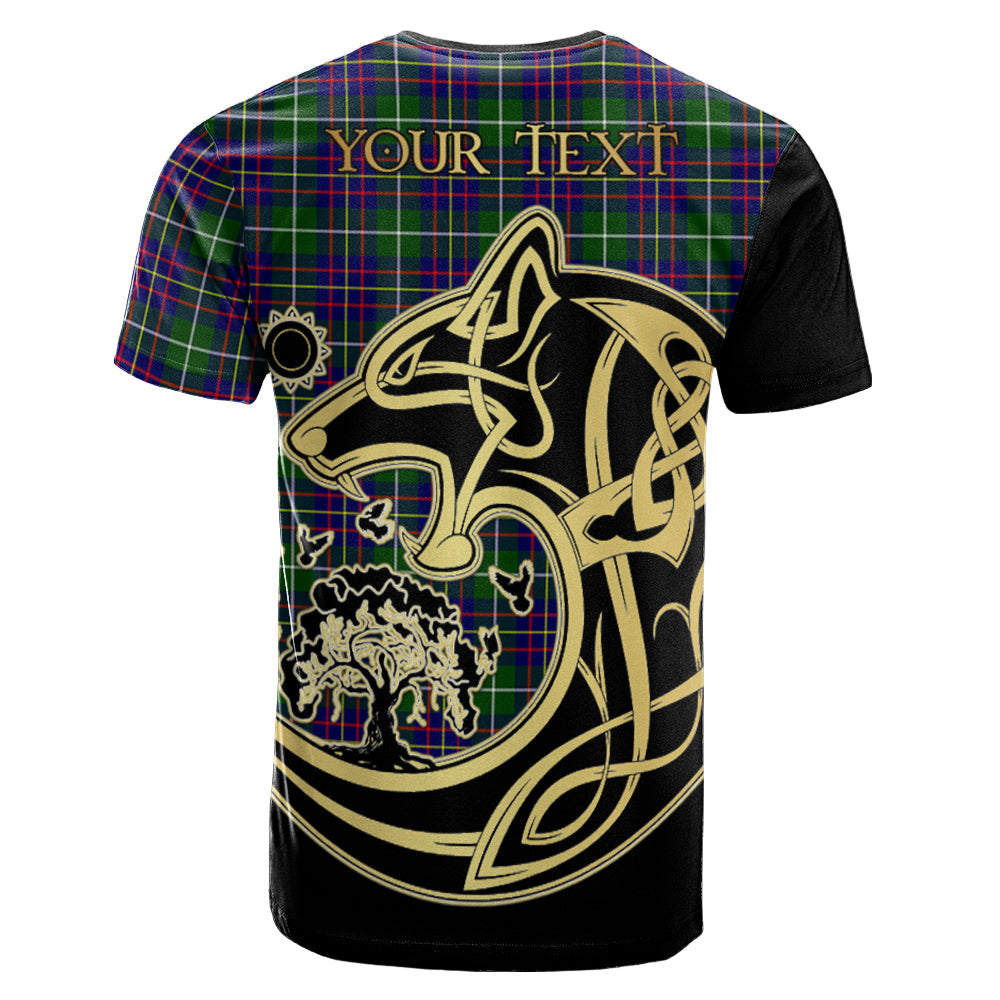 Printivon Inglis Modern Crest Celtic Wolf Tartan T Shirt Custom Your Text