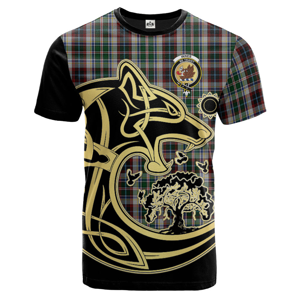 Printivon Innes Dress Crest Celtic Wolf Tartan T Shirt Custom Your Text