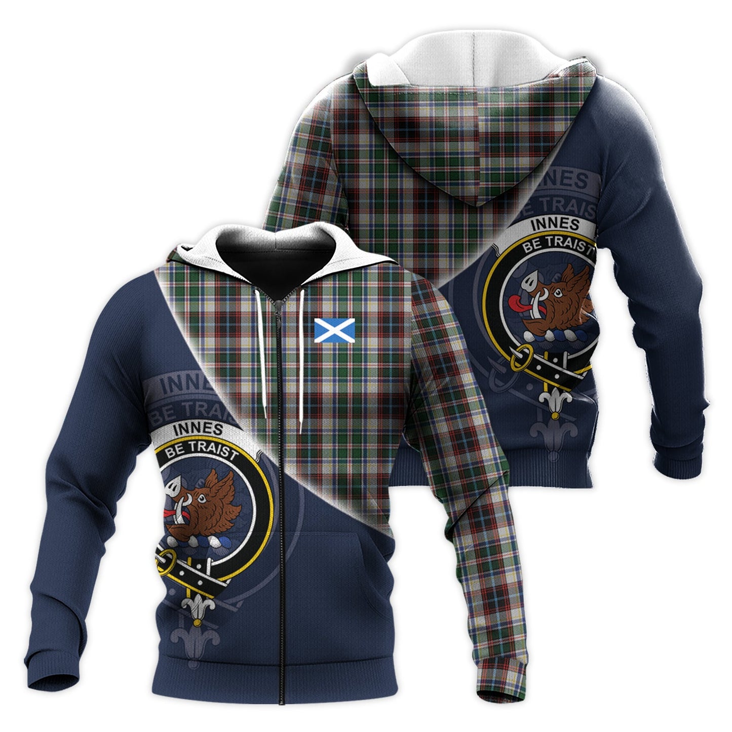 Printivon Innes Dress Tartan Scottish Crest Hoodie