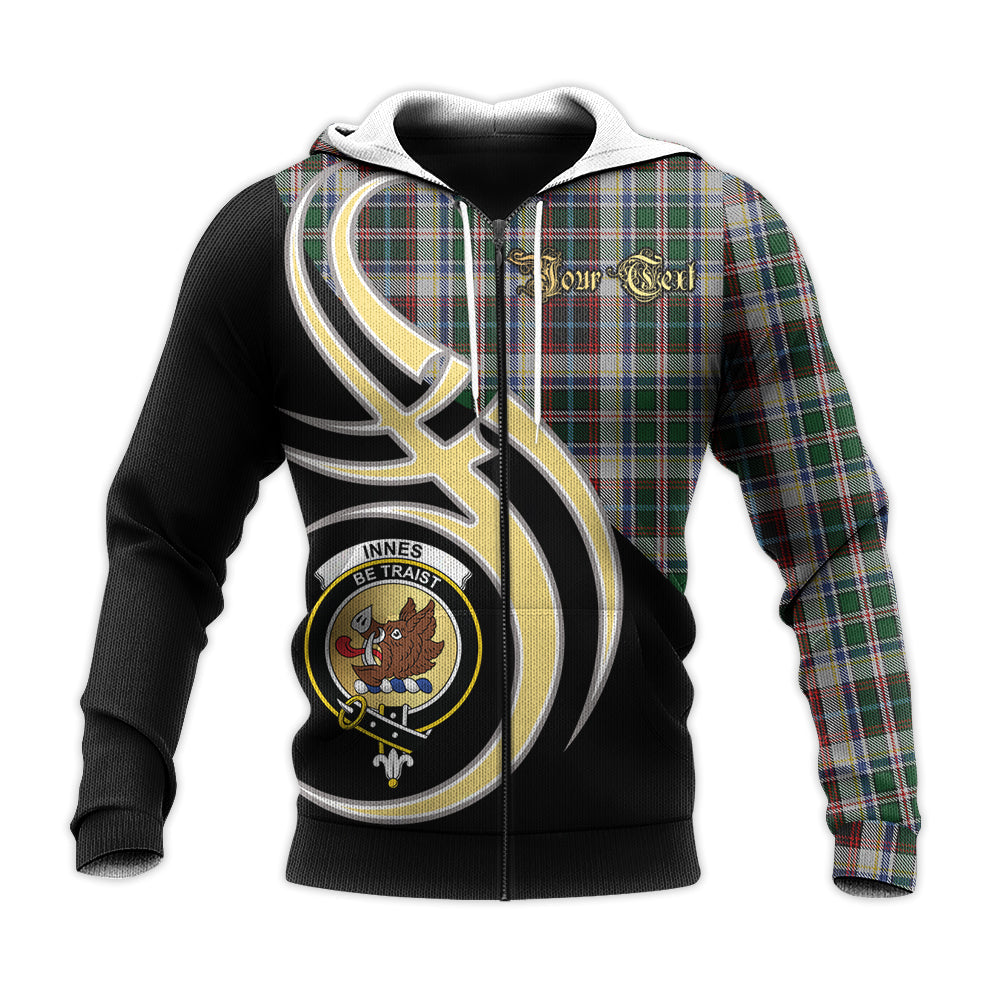 Printivon Innes Dress Clan Believe In Me Crest Tartan Knitted Hoodie Custom Your Text