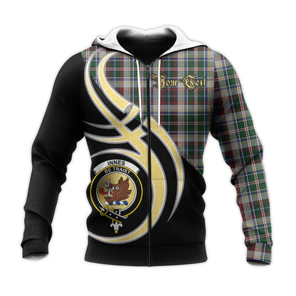 Printivon Innes Dress Clan Believe In Me Crest Tartan Knitted Hoodie Custom Your Text