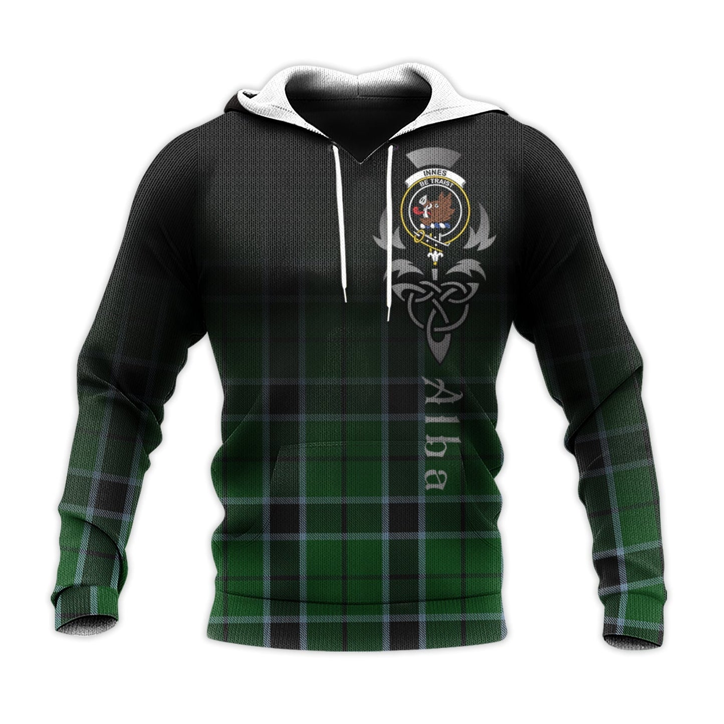 Printivon Innes Hunting Tartan Crest Alba Celtic Hoodie