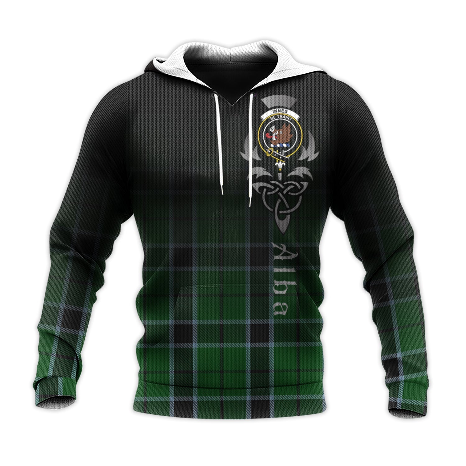 Printivon Innes Hunting Tartan Crest Alba Celtic Hoodie