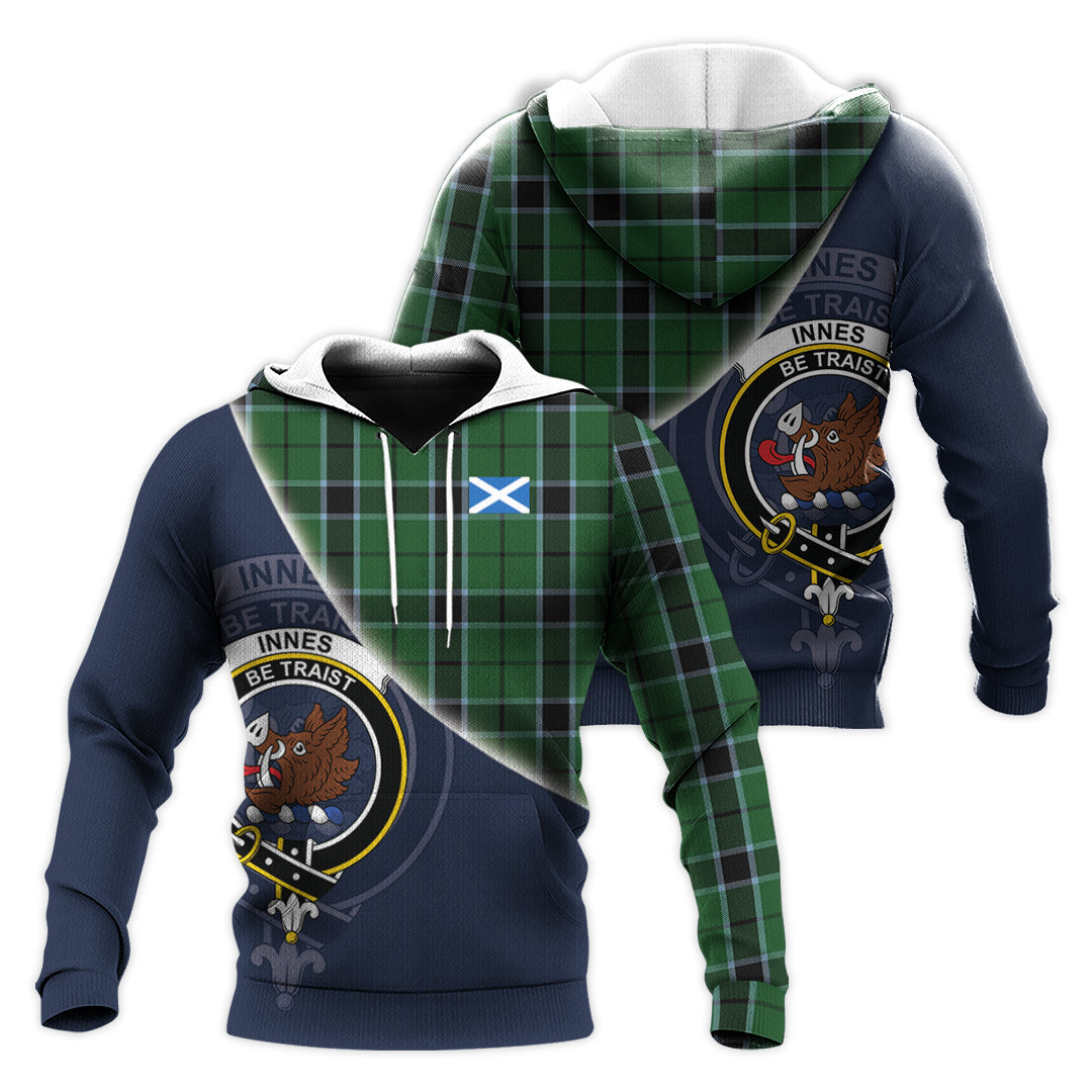 Printivon Innes Hunting Tartan Scottish Crest Hoodie