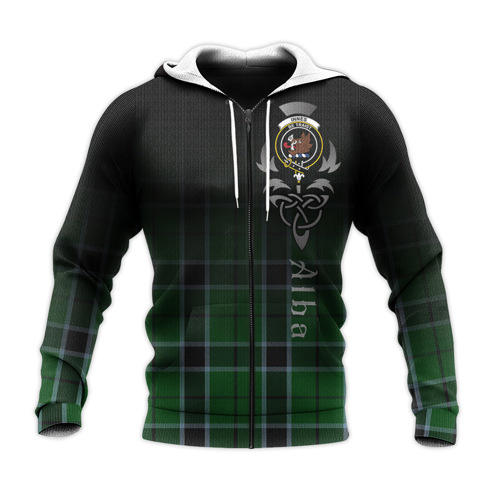 Printivon Innes Hunting Tartan Crest Alba Celtic Hoodie