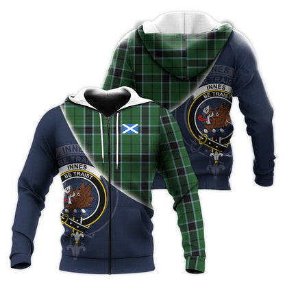 Printivon Innes Hunting Tartan Scottish Crest Hoodie